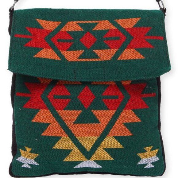 Flap Top Shoulder Bag - Southwest Style - Ethnic Inspired Design - Lightweight - Picture 3 of 9